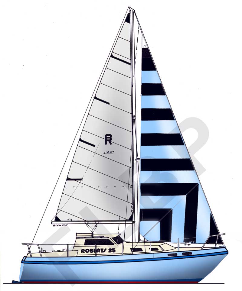 Roberts Adventurer 25 Trailer sailer - Version B pilot house sail plan