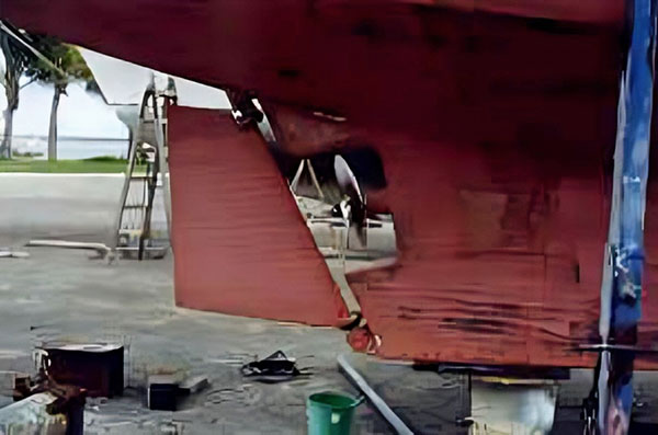 Mauritius/Norfolk 43 rudder modifications before modification