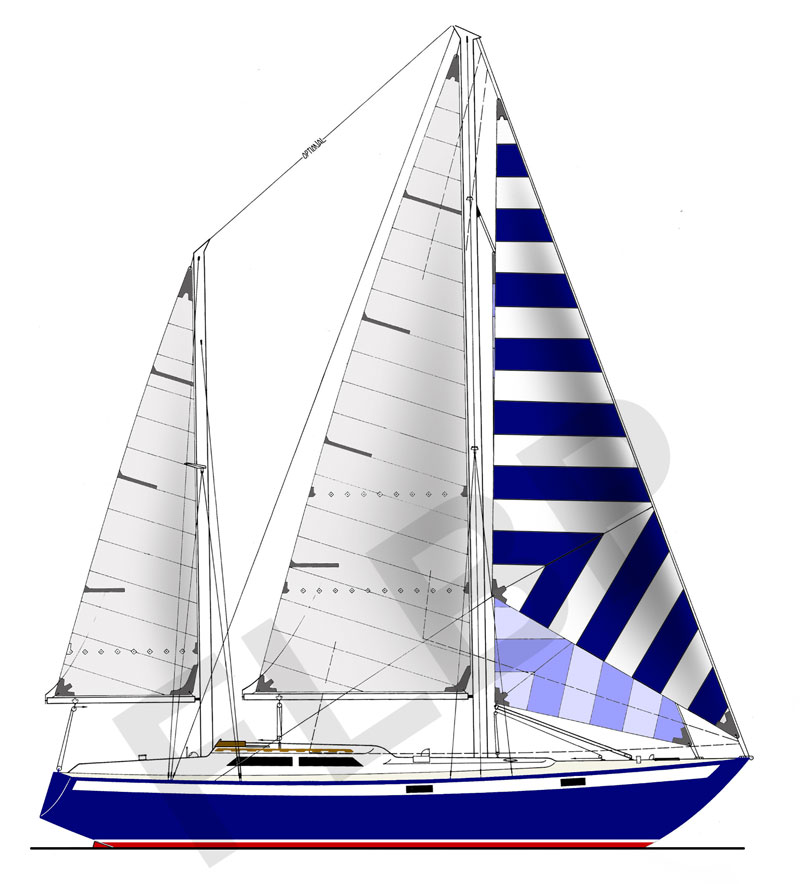 Roberts Offshore 44 - Version C sail plan and layout interior view