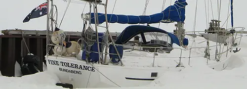 Yacht Fine Tolerance held up in ice